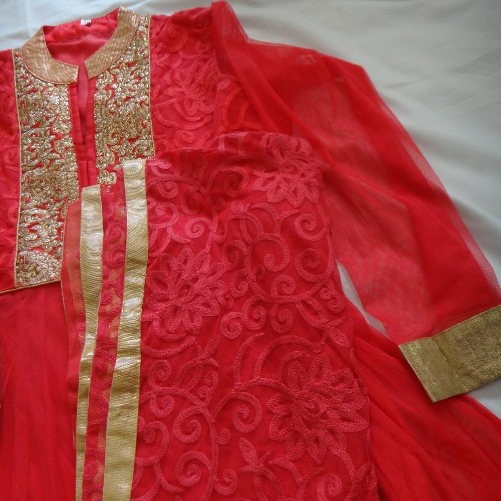 Pink Embroidered Desi/Indian/Pakistani Anarkali Dress set